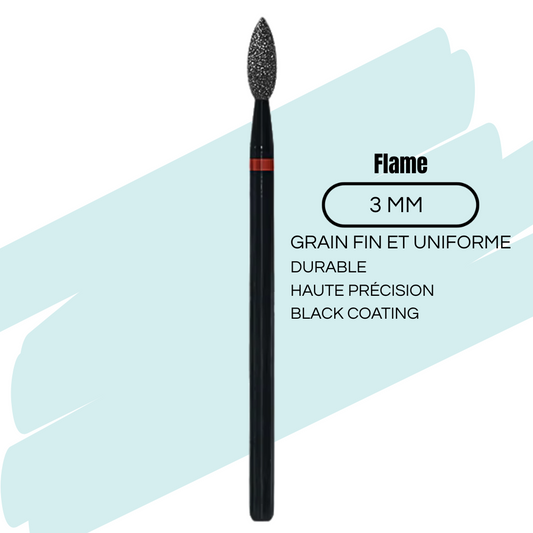 Embout | FLAME | Manucure sèche 3 mm | NOIR - haute qualité