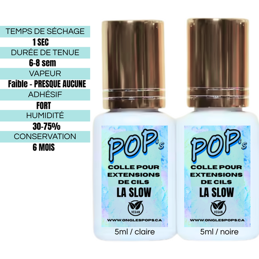 Colle à cil POP's | LA SLOW 1sec | Claire ou noire | POP'S LASH GLUE