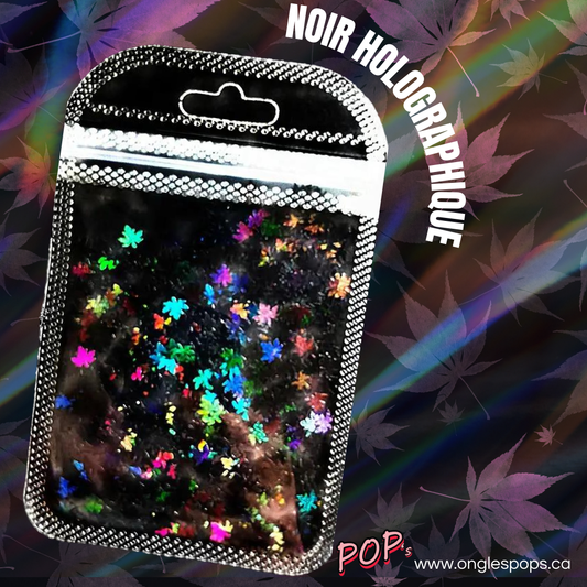 Feuilles d'automnes| HOLOGRAPHIQUE NOIR |Paillettes en sac