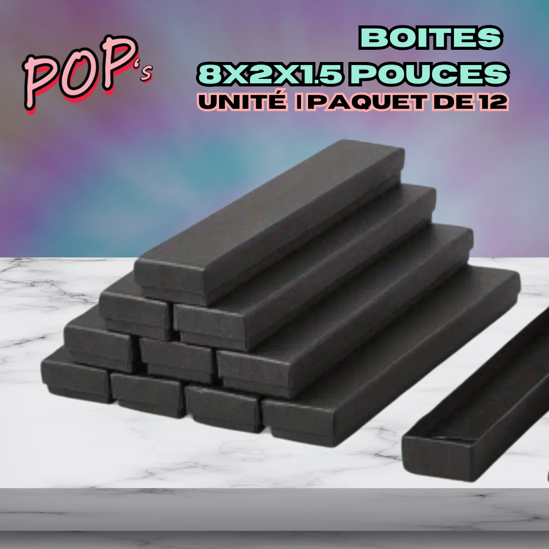 Boîtes noires | Press on Ongles prêts à porter |8x2x1.5 | Unité ou 12 pcs