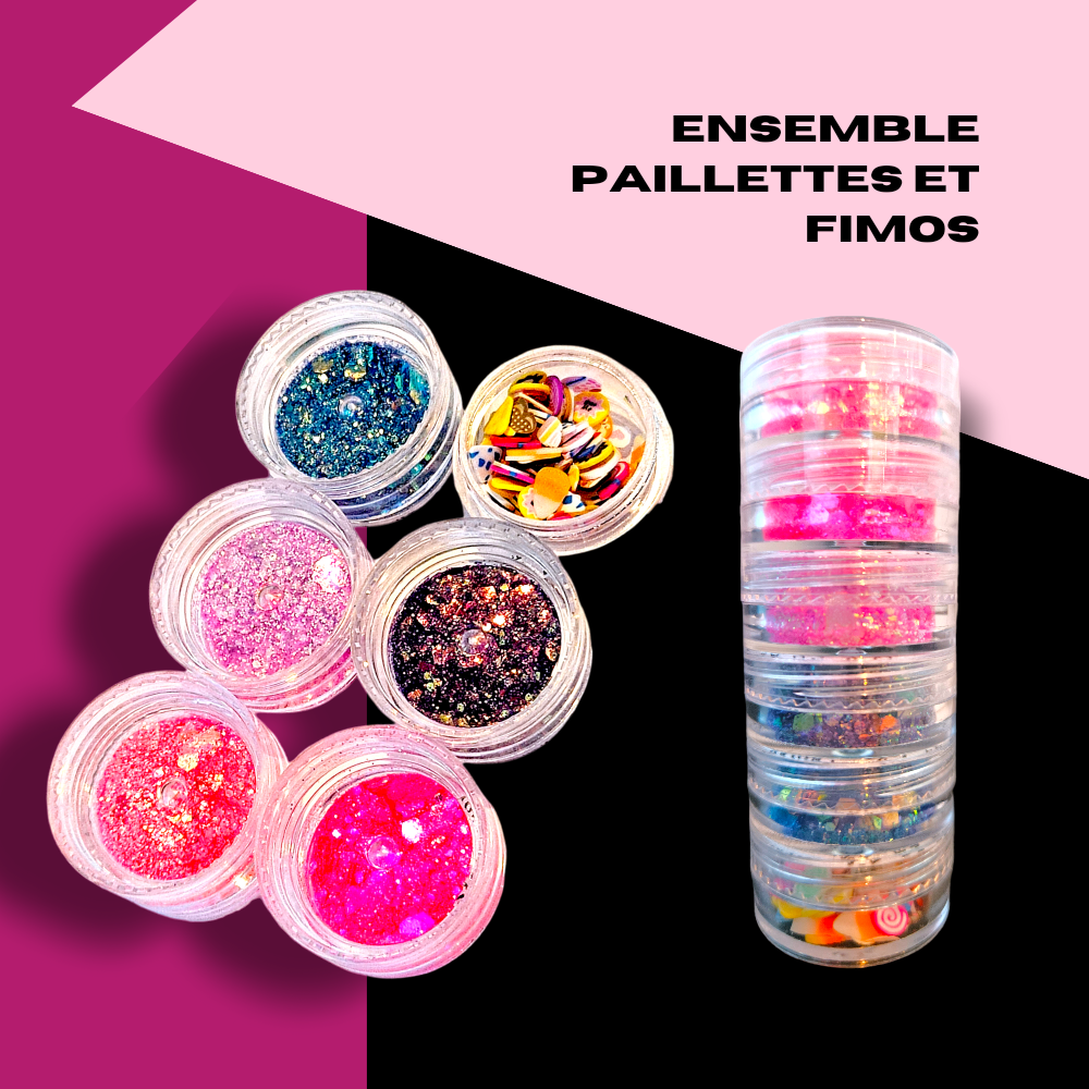 Ensemble paillettes et fimos 01