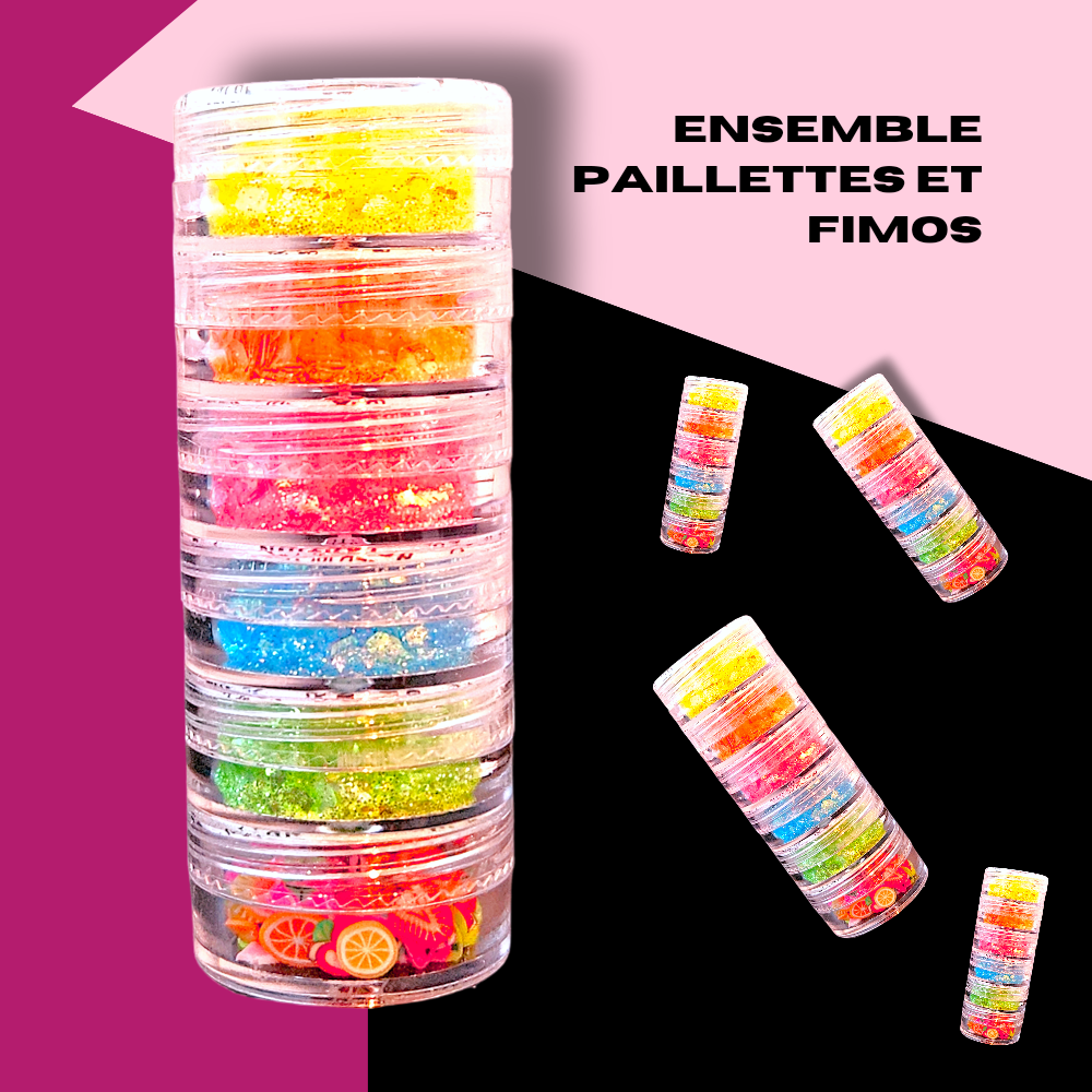 Ensemble paillettes et fimos 02