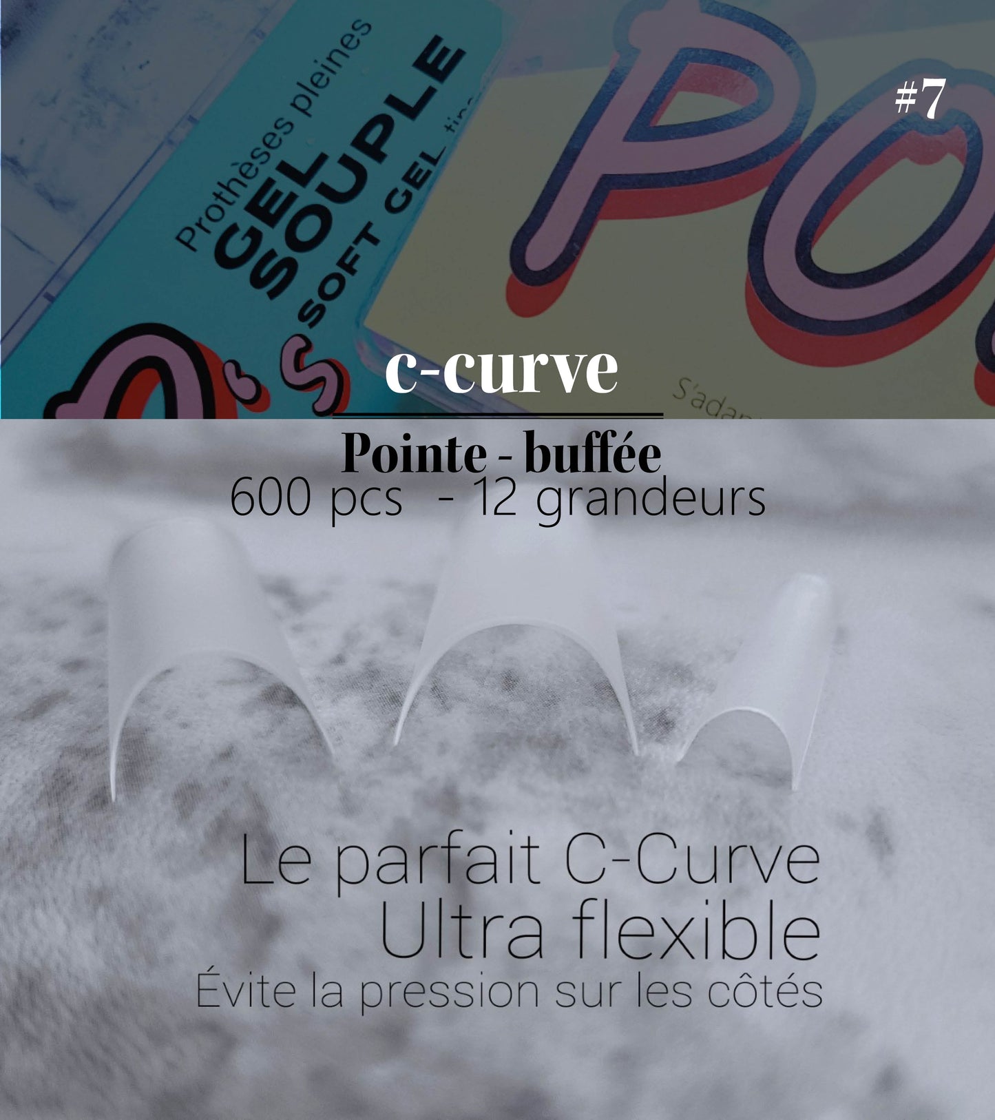 Flex Gel C-Curve Nail Tips - Ensemble de 12 tailles