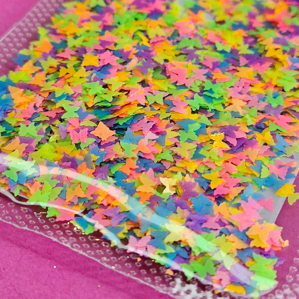 Paillettes papillon multicolore | sac
