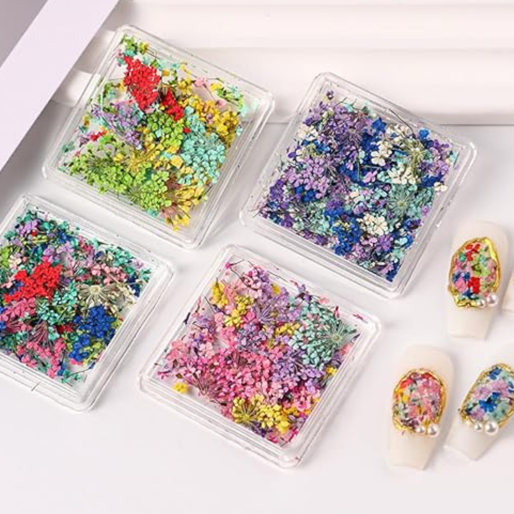 Fleurs Séchées Naturelles Pour Nail Art Professionnel | 4 VARIANTES | Collections jardins enchantés